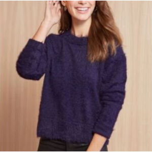 Sanctuary Women’s Purple Fuzzy Knit Crewneck Sweater Size S Soft Textured